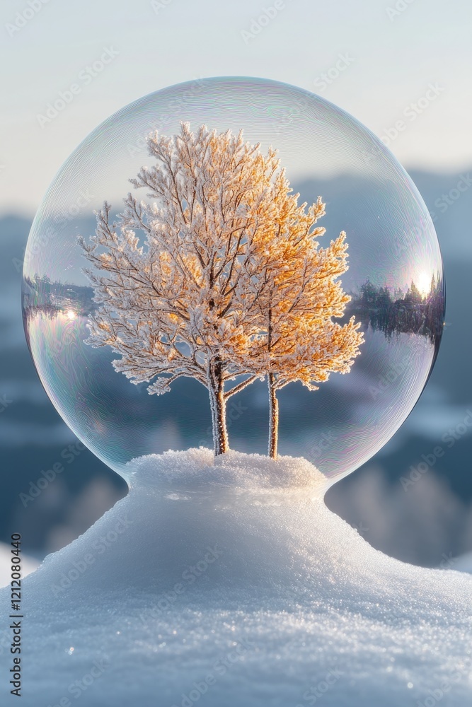 Poster a snow globe with a tree inside