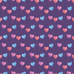 Heart-shaped balloons seamless pattern for Valentine's Day. Love is in the air themed background. Perfect for Valentine's Day and wedding decor, prints, wallpaper, wrapping, stationery, packaging.
