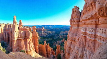 Majestic Orange Hoodoos in Bryce Canyon Panorama