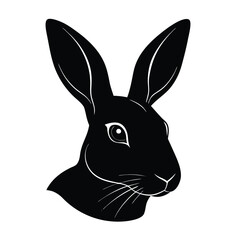 Hare Bear Head Silhouette Vector Art Illustration, Hare Bear Black Color Design