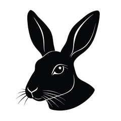 Hare Bear Head Silhouette Vector Art Illustration, Hare Bear Black Color Design