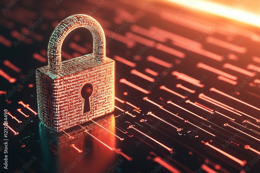 Aufkleber A padlock sits atop a computer keyboard, securing the device