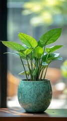 Stylish house plant with green leaves for home decor
