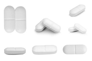 White pill isolated on white background