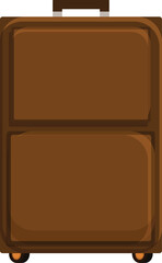 Rolling suitcase with handle representing travel, vacation, and tourism