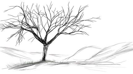 Obraz premium A tree is the main focus of the image, standing tall and alone in a field. generated using AI