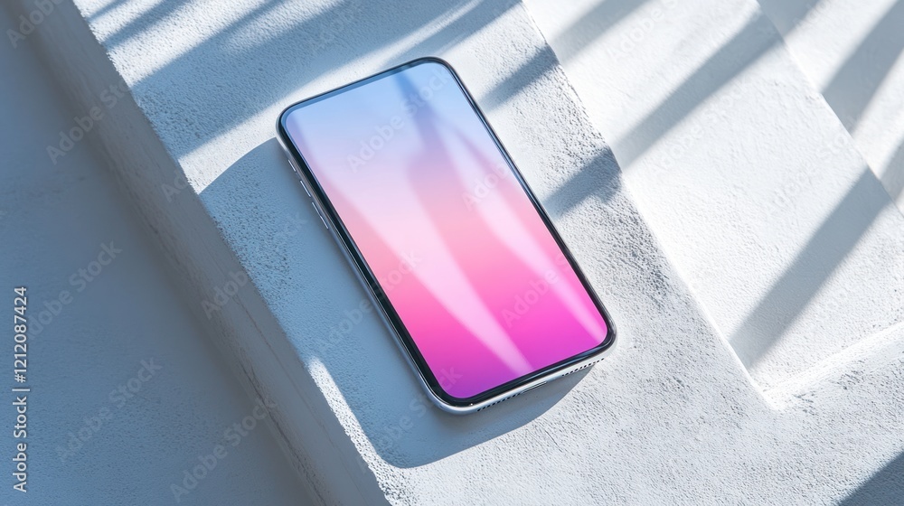 Poster a smartphone mockup captured in an urban setting with dynamic lighting to create a contemporary vibe