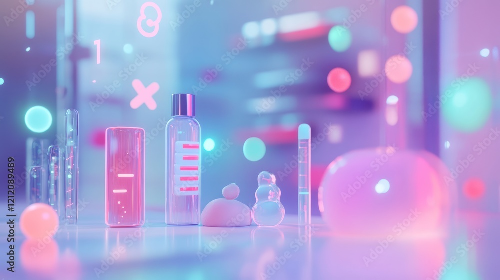 Poster abstract background animations with interactive health tech icons for a modern approach.