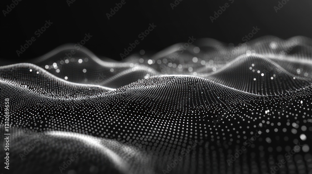 Poster abstract background featuring dots and connection lines in a dark blue theme, creating a professiona