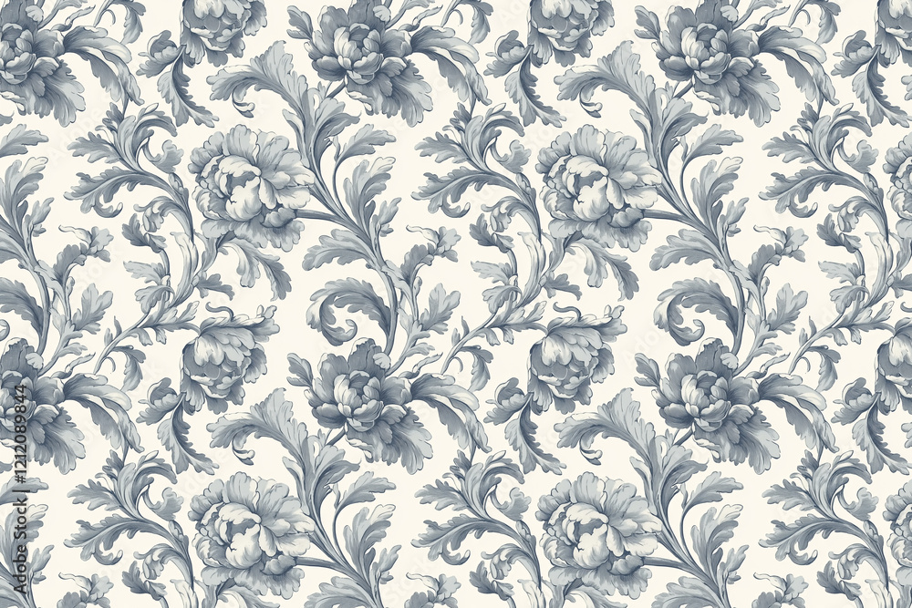 Poster floral toile tapestry pattern. vintage botanical wallpaper pattern. background image. created with g