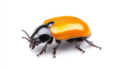 Fototapeta premium Vibrant Dung Beetle Against White Background. Generative AI
