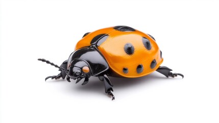 Fototapeta premium Tortoise Beetle Portrait on White Background. Generative AI