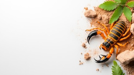 Striking Orange Scorpion on White. Generative AI