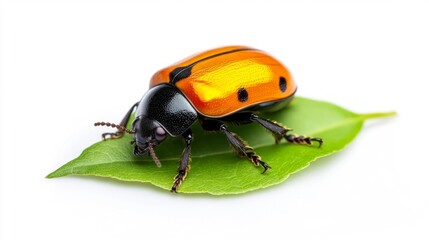 Fototapeta premium Stunning Leaf Beetle Isolated on White. Generative AI