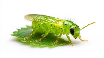 Exotic Green Lacewing on White Background. Generative AI