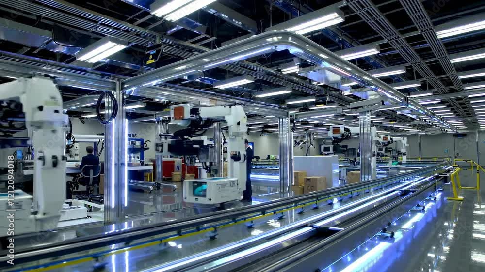 Fototapete robotic automation in a modern warehouse with advanced technology in operation