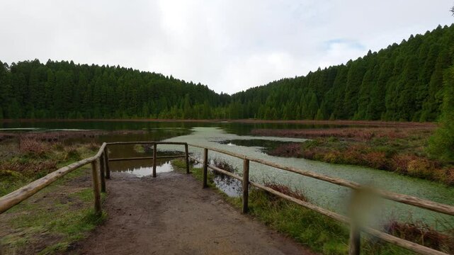 Lagoa do Canario, small lake on the Azores island, Sao Miguel.