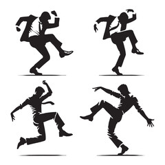 Attractive set of dancing man silhouette digital art for modern digital assets - man dance vector set - man dancing illustrations set

