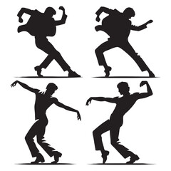 Abstract set of dancing man silhouette digital art for imaginative designs - man dance vector set - man dancing illustrations set
