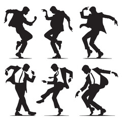 Editable set of dancing man silhouette digital art for high-impact designs - man dance vector set - man dancing illustrations set
