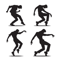 Minimalist set of dancing man silhouette digital art for sleek projects - man dance vector set - man dancing illustrations set
