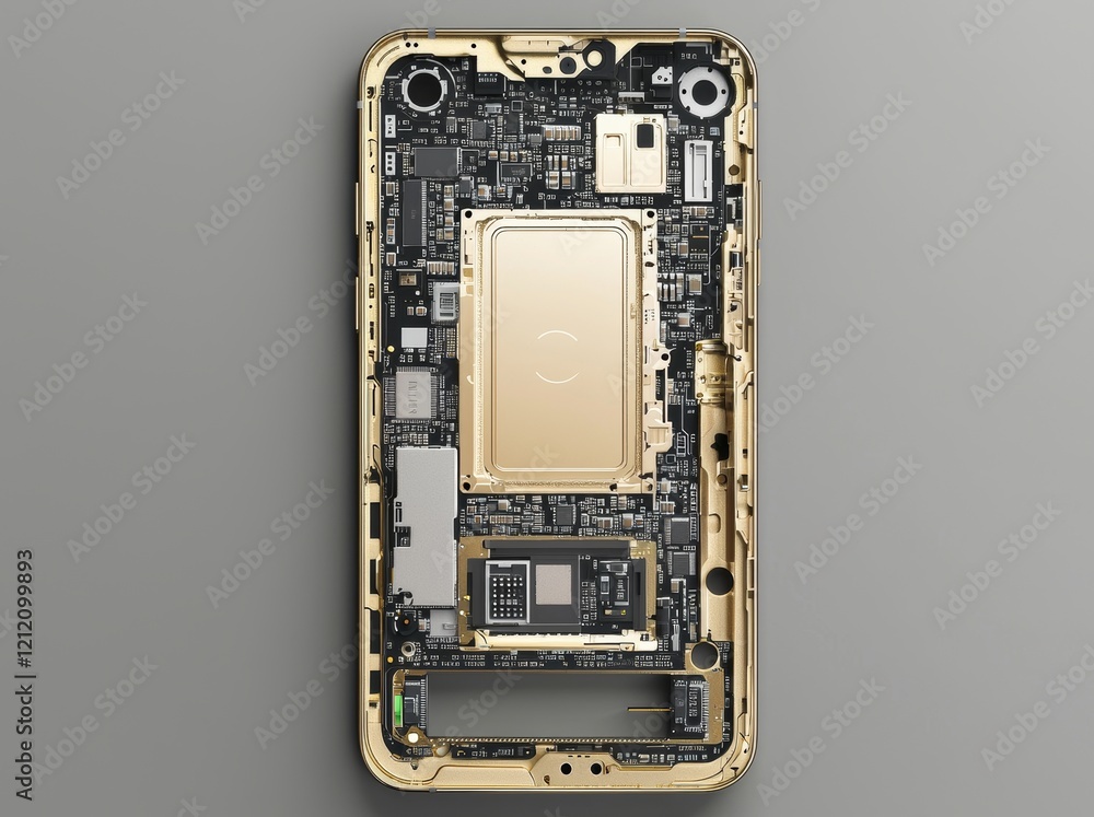 Poster a technician or engineer is taking apart a broken smartphone and removing the logic board for repair
