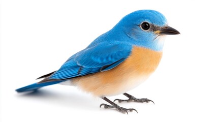 Fototapeta premium Elegant Eastern Bluebird on Plain Background. Generative AI
