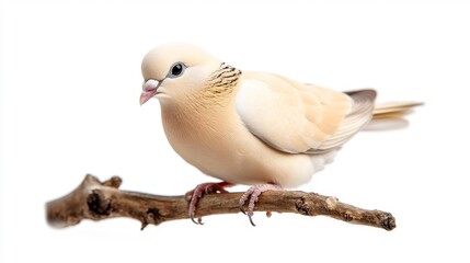Fototapeta premium Tranquil Collared Dove Isolated Against White. Generative AI