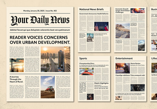 Classic Vintage Newspaper Design Template