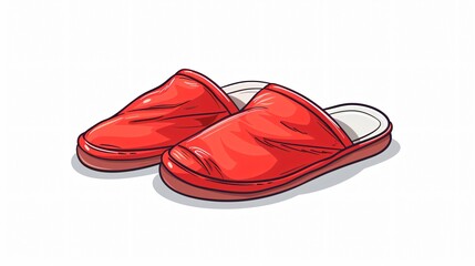 Red Cartoon Slippers Pair for Comfortable Home Shoes Icon