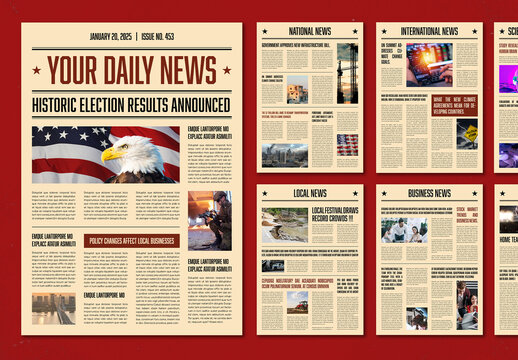 Vintage Newspaper Design Layout Template