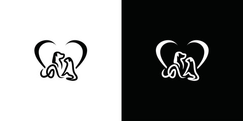 simple two dogs vector logo