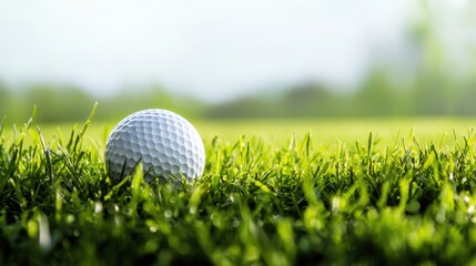 Fototapeta premium golf ball on lawn background isolated