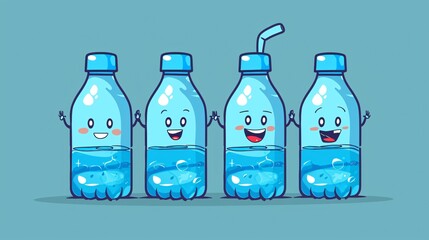 Cute Plastic Gym Bottle Cartoon Mascot Vector Illustration