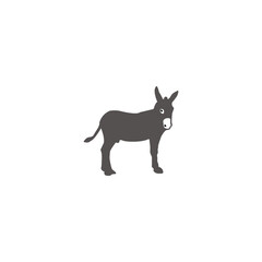 Grey Donkey Icon. Silhouette of a donkey isolated on white background.