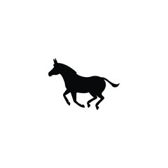 Running donkey isolated on white backgroiund. Vector hand drawn flat running donkey.