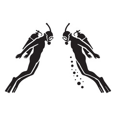 Editable set of man diving silhouette digital art - man diving vector set - man dive illustrations set - dive silhouette set
