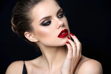 Fototapeta premium Indoor shot of young beautiful woman