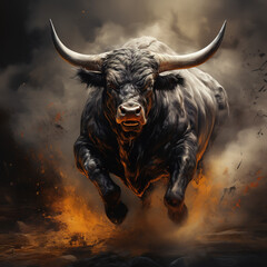 Naklejka premium bull in the desert
