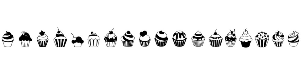 Cupcake icon vector set. Cake illustration sign collection. Sweet symbol or logo.