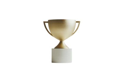 Isolated Gold Trophy on Marble Base