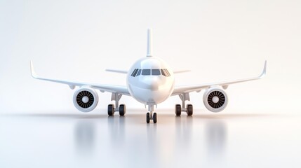 Fototapeta premium Isolated White Airplane on White Background. Generative AI