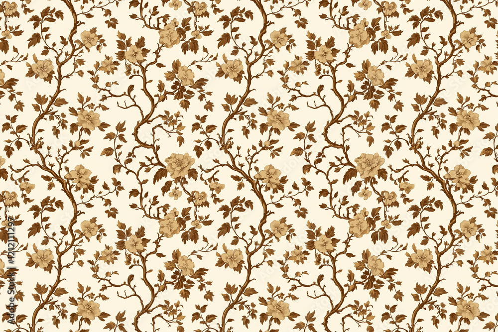 Poster floral toile tapestry pattern. vintage botanical wallpaper pattern. background image. created with g