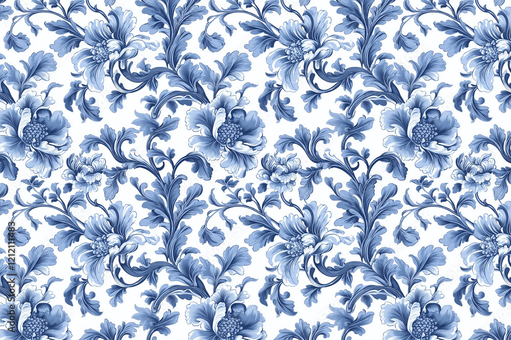 Poster floral toile tapestry pattern. vintage botanical wallpaper pattern. background image. created with g