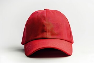 A simple red baseball cap displayed isolated on white background