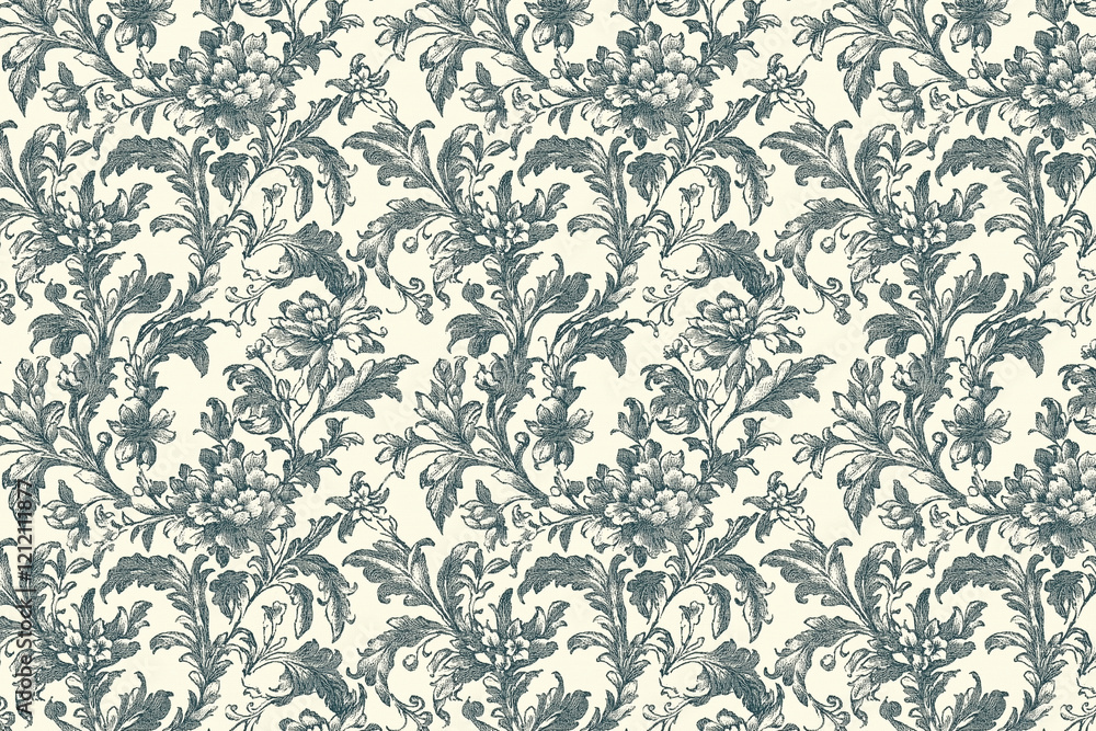 Poster floral toile tapestry pattern. vintage botanical wallpaper pattern. background image. created with g