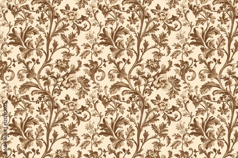 Poster floral toile tapestry pattern. vintage botanical wallpaper pattern. background image. created with g