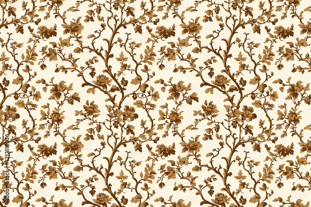 Poster floral toile tapestry pattern. vintage botanical wallpaper pattern. background image. created with g