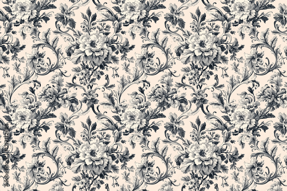 Poster floral toile tapestry pattern. vintage botanical wallpaper pattern. background image. created with g
