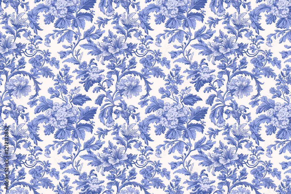 Poster floral toile tapestry pattern. vintage botanical wallpaper pattern. background image. created with g